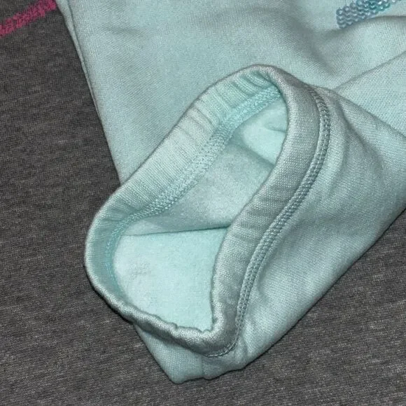 NWT Victoria’s Secret PINK Baby Blue Iridescent Sequin Bling Capri Pants- SM - Picture 9 of 12